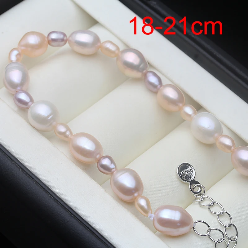 Multi Color Natural Freshwater Pearl Bracelet Ladies Woman,Real White Pearl Jewelry Bracelet Wife Mother Birthday Gifts 18-21cm