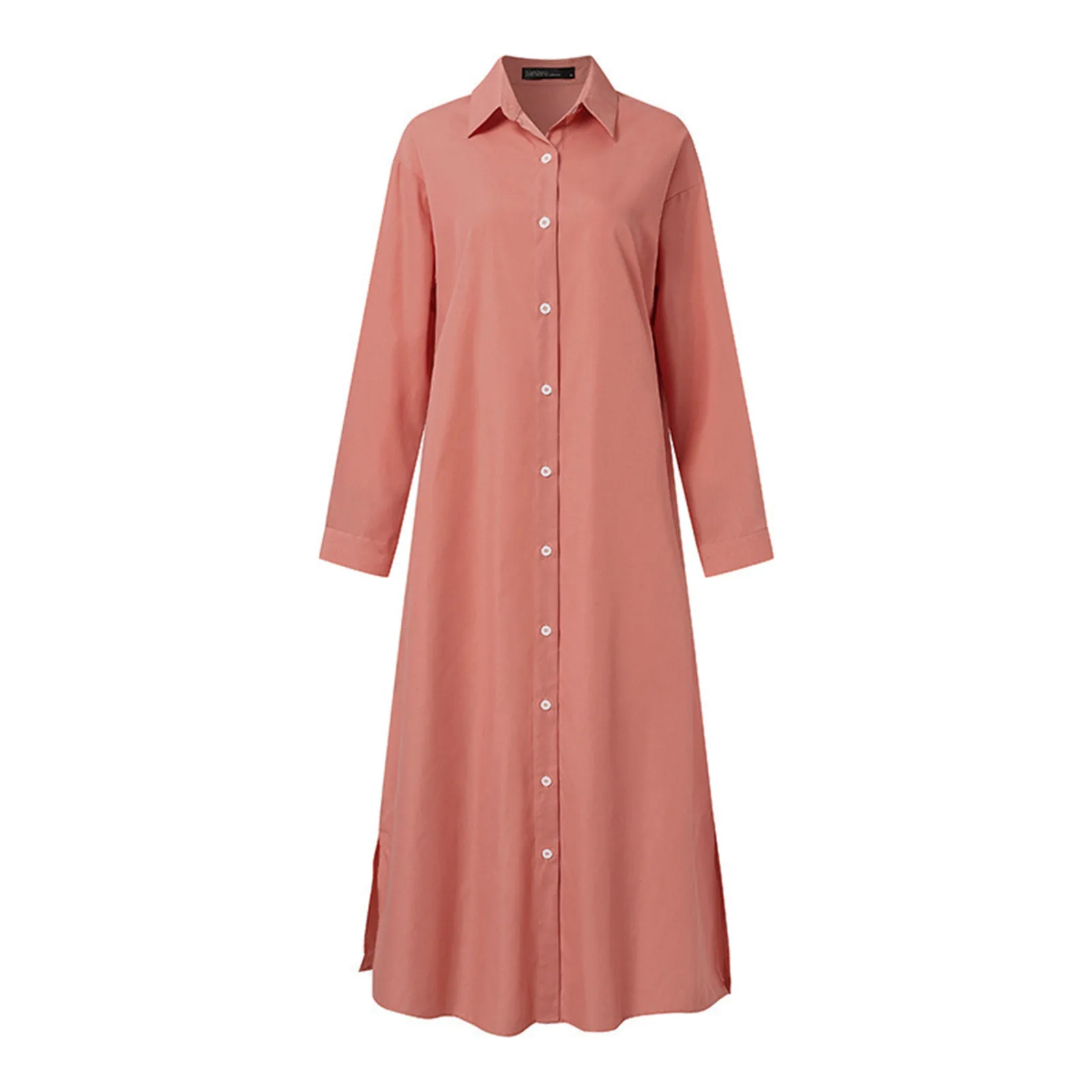 Ramadan Abaya 2024 Muslim Woman Dress New Cotton Linen Temperament Solid Colour Lapel Long Sleeve Loose Cardigan Shirt Dresses