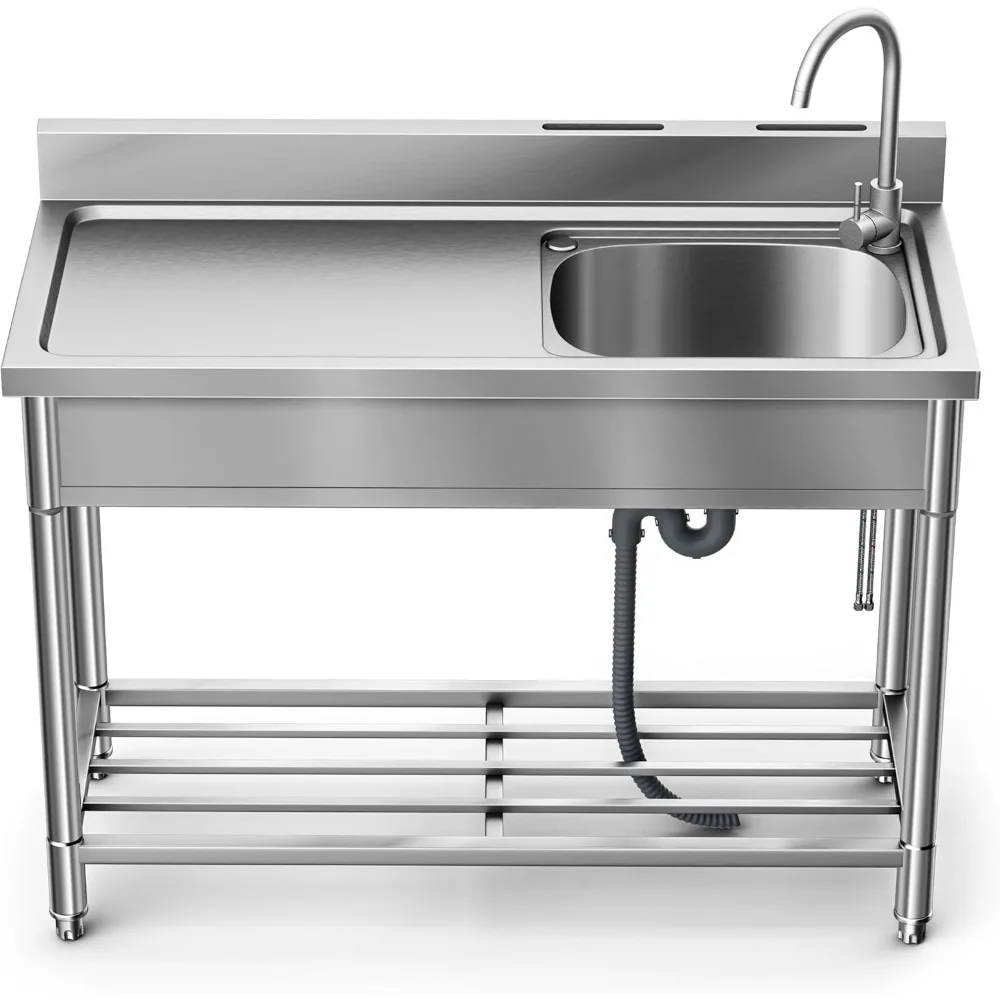 

Stainless Steel , Free Standing Kitchen Sink with Countertop Workstation, Utility with Cold and Hot Water Pipe (39 Inch)