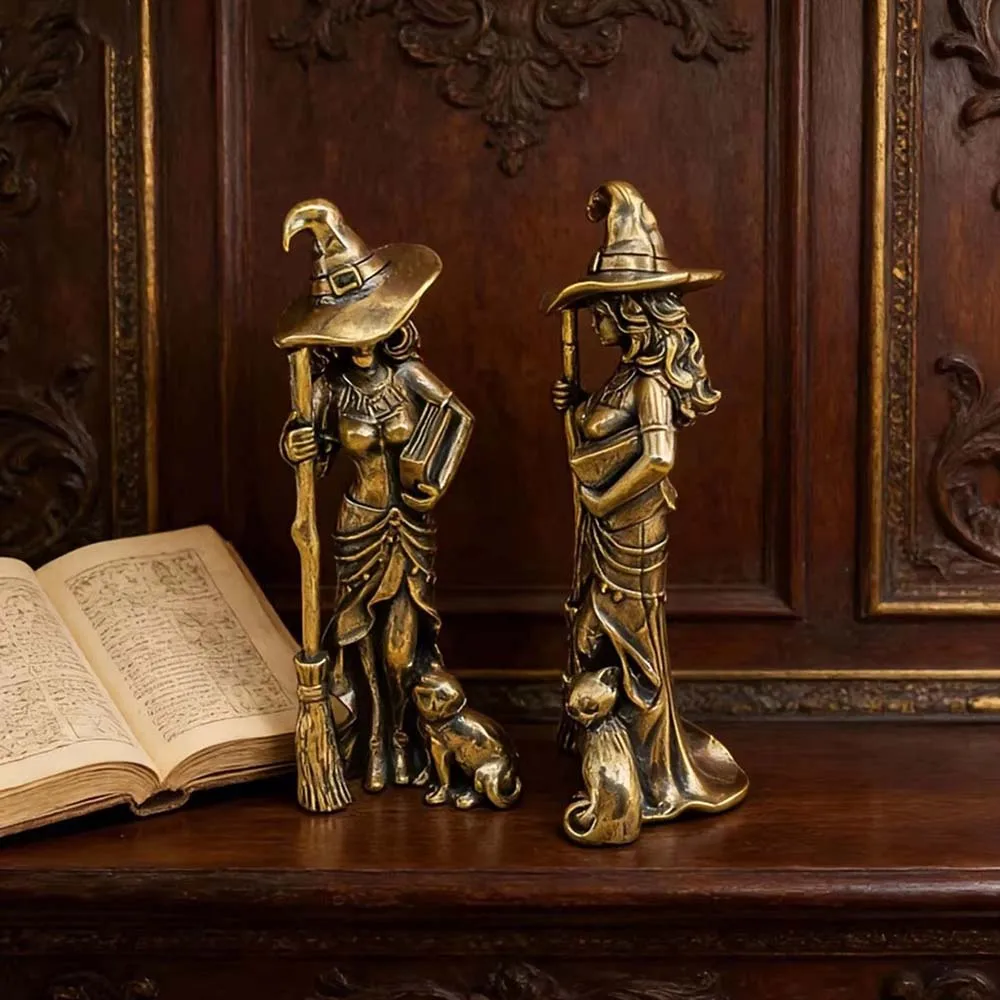 Retro-Messing-Magier-Hexen-Figuren, Miniaturen, Desktop-Ornamente, Charaktermodell, kleine Statue, Heimdekorationen, Bastelzubehör