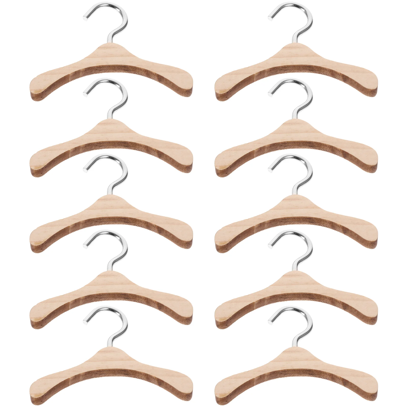 10 Pcs Closet for Wardrobe Hanger Mini Toys Food Wooden Clothes BJD Dolls Room