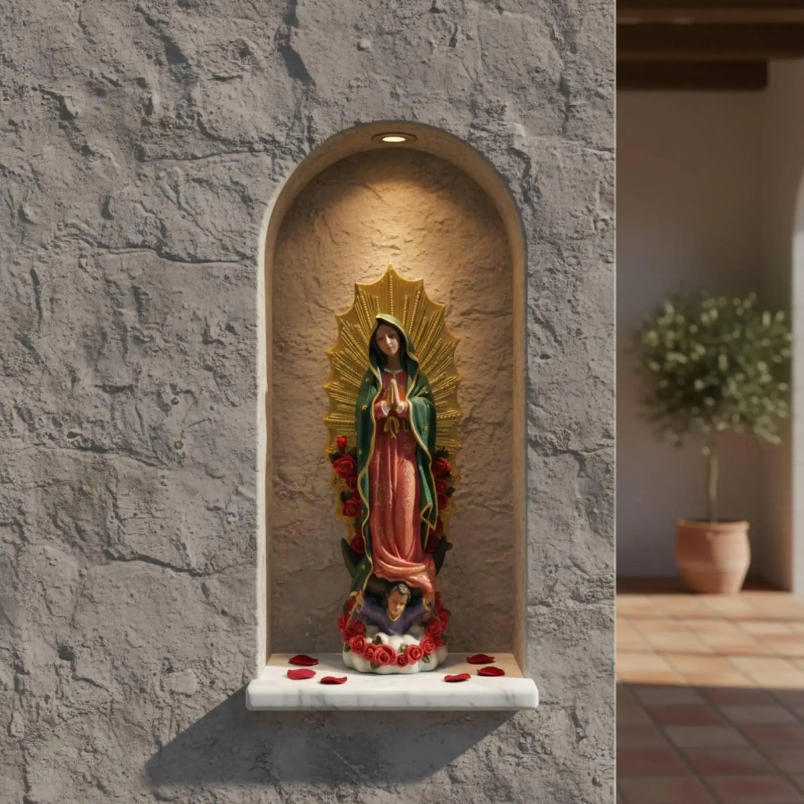 Synthetic Resin Figurine Madonna Virgin Mary Statue Decorative Catholic Sculpture for Bookshelf Home Accent view 5