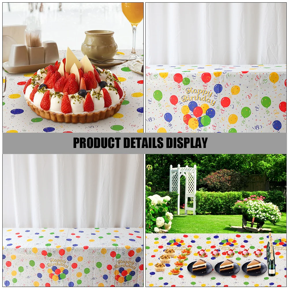 

2Pcs Thickened Balloon Print Tablecloth Plastic Table Cover for Birthday Party Party Festival Table Decor