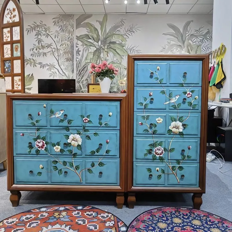 American-style painted decorative drawers, chest of drawers, cabinets, solid wood entry porch cabinets, living room storage