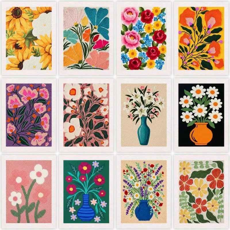 

25X30cm Punch Needle Embroidery Starter Kits Flower Pattern DIY Craft Sewing Punch Needle kit Embroidery Frame Craft Painting Se