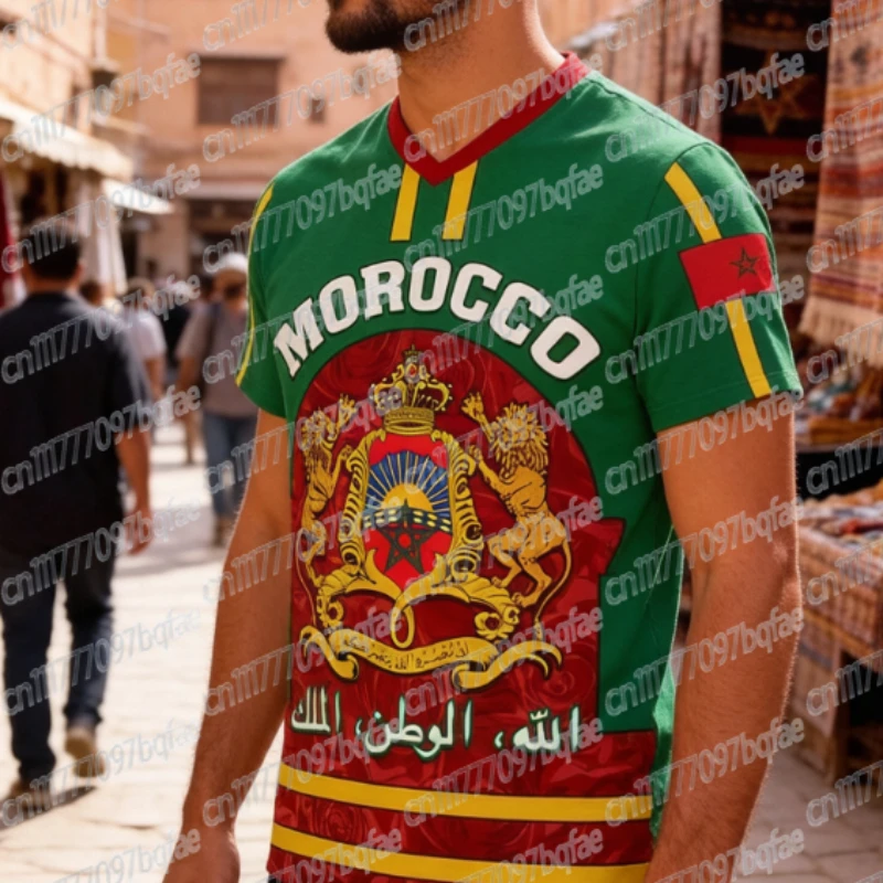 

Morocco Football T Shirt for Men Cool 3d Printed Moroccan Sports T-shirt Tops Short Sleeve Summer Soccer Tee FamilyMatching