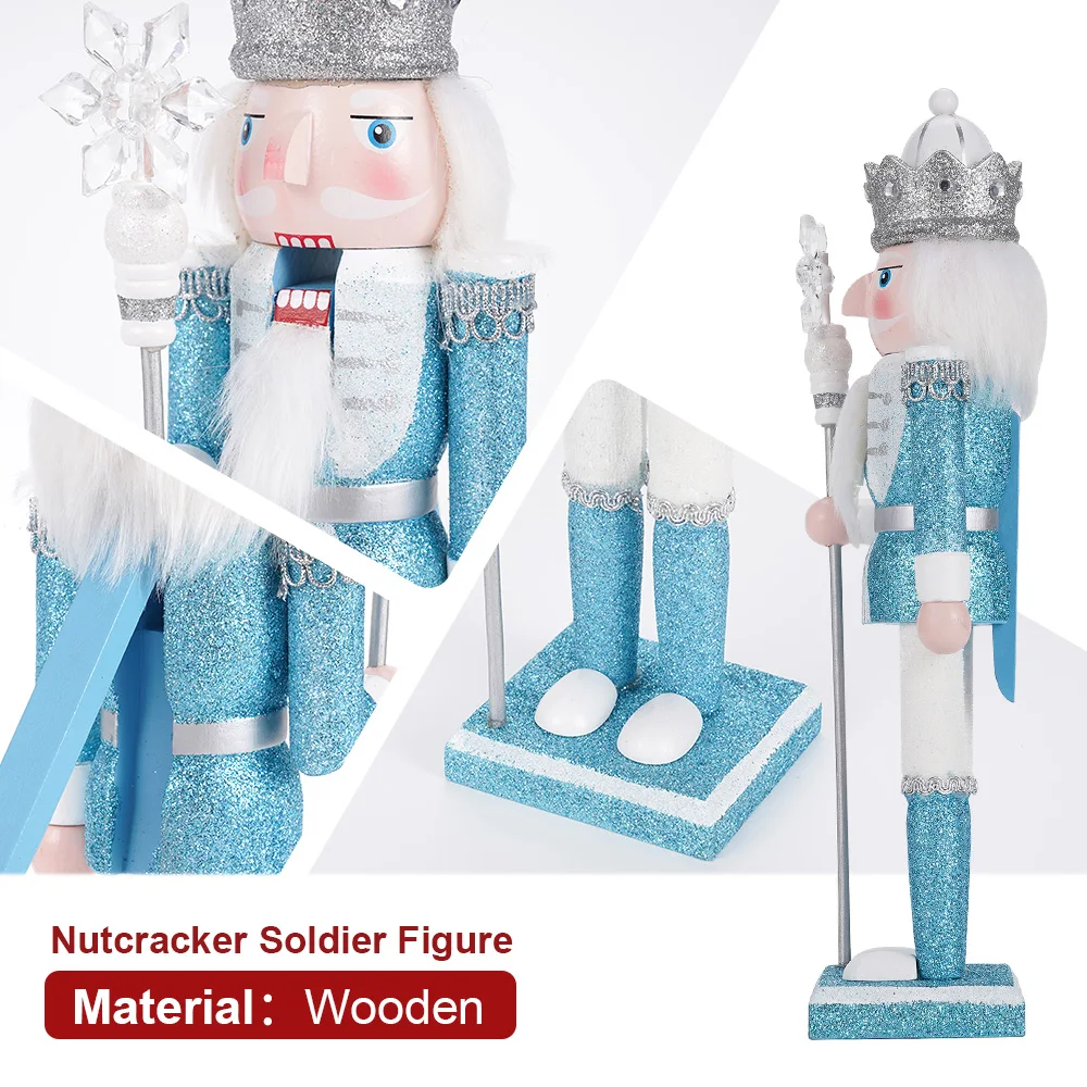 2Pcs/set 30CM Nutcracker Soldier Puppet Kit Wooden Handicraft Fireplace Decoration Christmas Party Pink/Blue Creative Ornaments