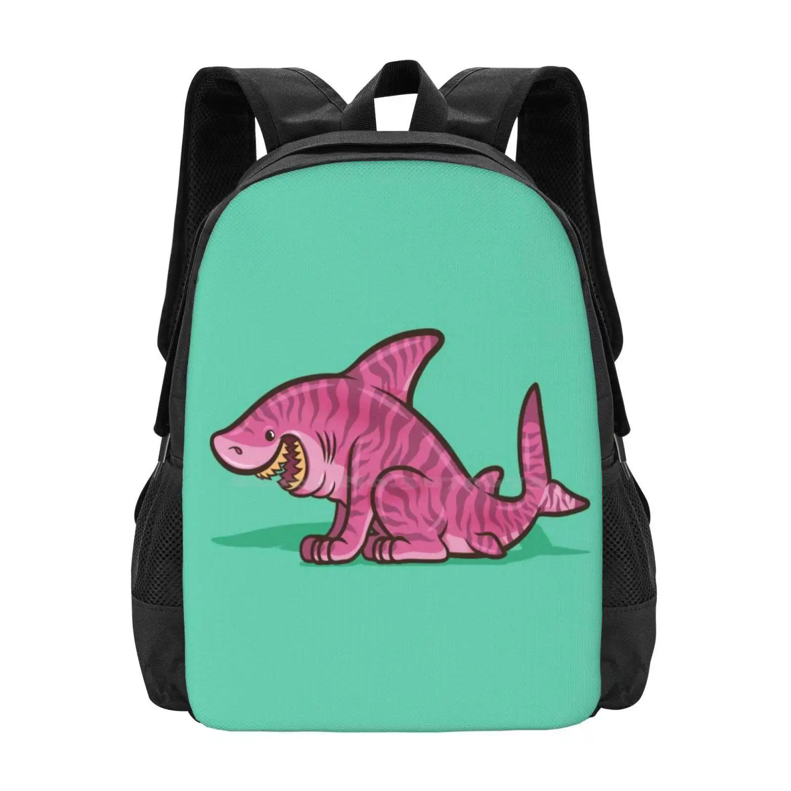 Cheshire Shark Backpack For Student School Laptop Travel Bag Shark Fish Sea Ocean Water Aqua Animal Fin Stripes Gills Legs