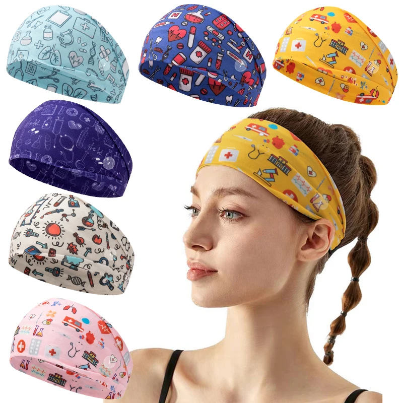 

Nursing Headbands With Buttons Nurses Doctors Women Face Covering Ear Protection Holder Non Slip Elastic Hair Bands Head Wraps