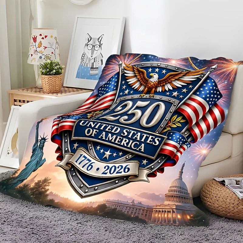 USA 250Th Anniversary Blanket (1776-2026) Ultra-Soft Flannel Throw, Machine Washable, Perfect Sofa, Bed, Or Home Decor, 2D