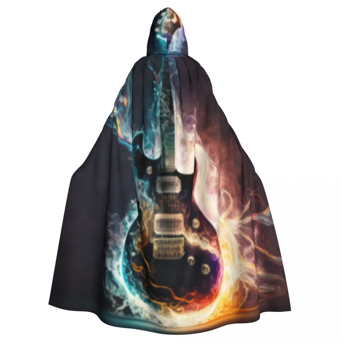 Unisex Witch Party Reversible Hooded Adult Vampires Cape Cloak Electric Guitar With Strings