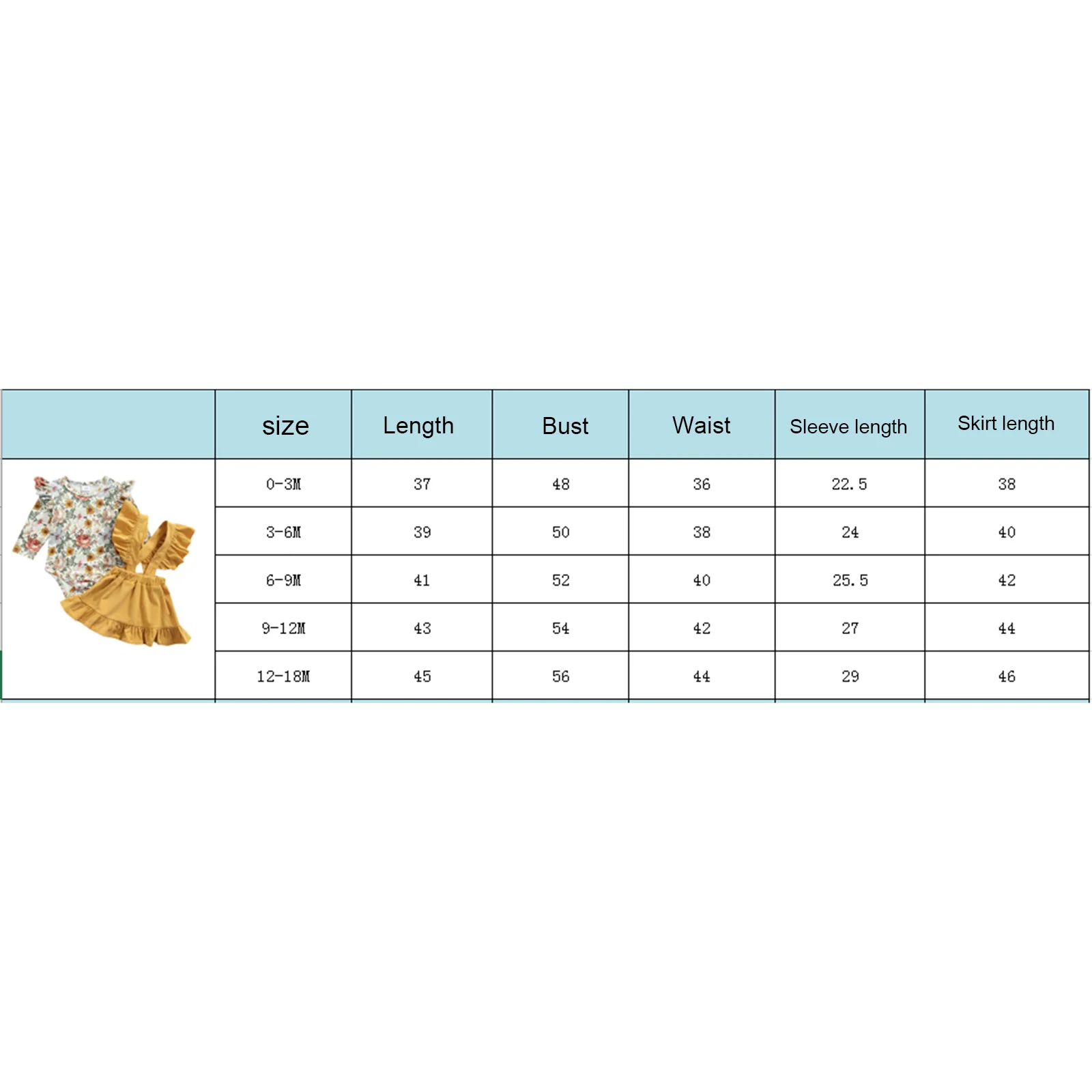 Newborn Infant Baby Girl Outfits Floral Long Sleeve Romper Jumpsuit Ruffle Suspender Dress Skirt Set Fall Clothes