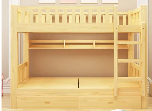 Upper And Lower Children Beds Double Bunk Bed, Mother Child Adult Solid Wood Two Storey High Low Bed Pine