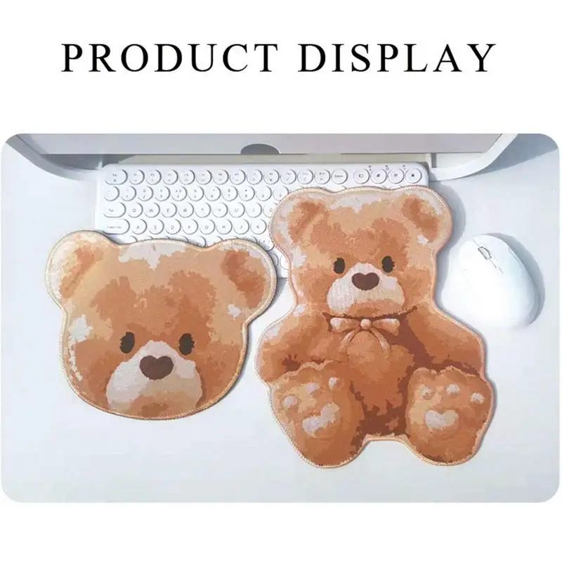 Bear Mouse Pad Kawaii Bear Mouse Pad Non-Slip Desk Writing Mat For Office Home For Girl Boy Mouse Pad Desk Blotters Coffee