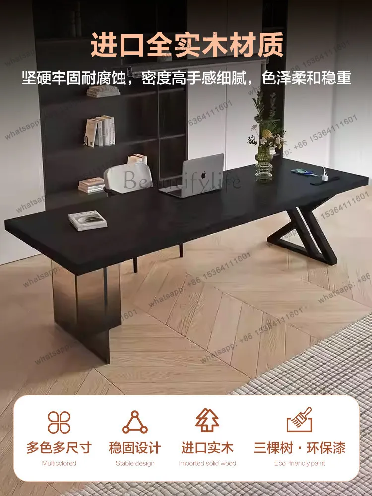 

Black solid wood living room desk home computer acrylic simple workbench