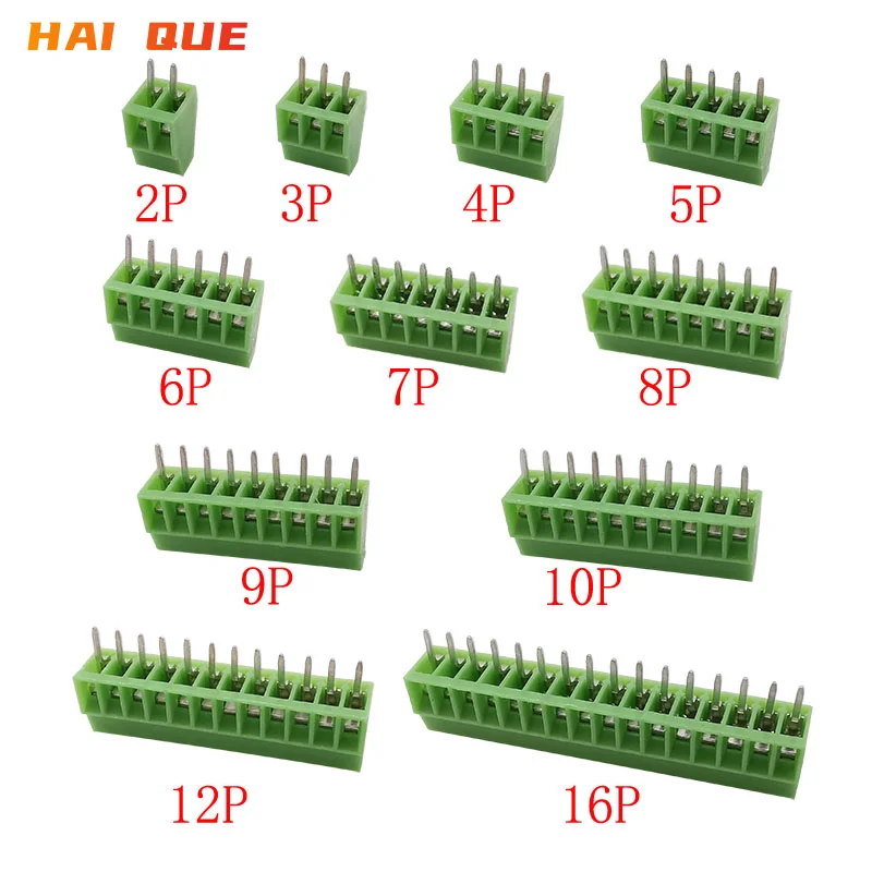 Mini tornillo PCB de paso,conector de bloques de terminales,2/3/4/5/6/7/8/9/10/2,54 Pines,terminales para 26-18AWG,bricolaje