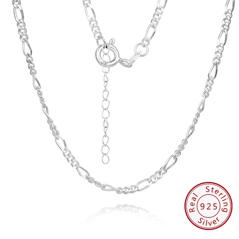 

KOSE JEWELS 100% 925 Sterling Silver Figaro Link Chain Necklace for Women Men Baise Chains Necklace Fashion Party Jewelry CN06