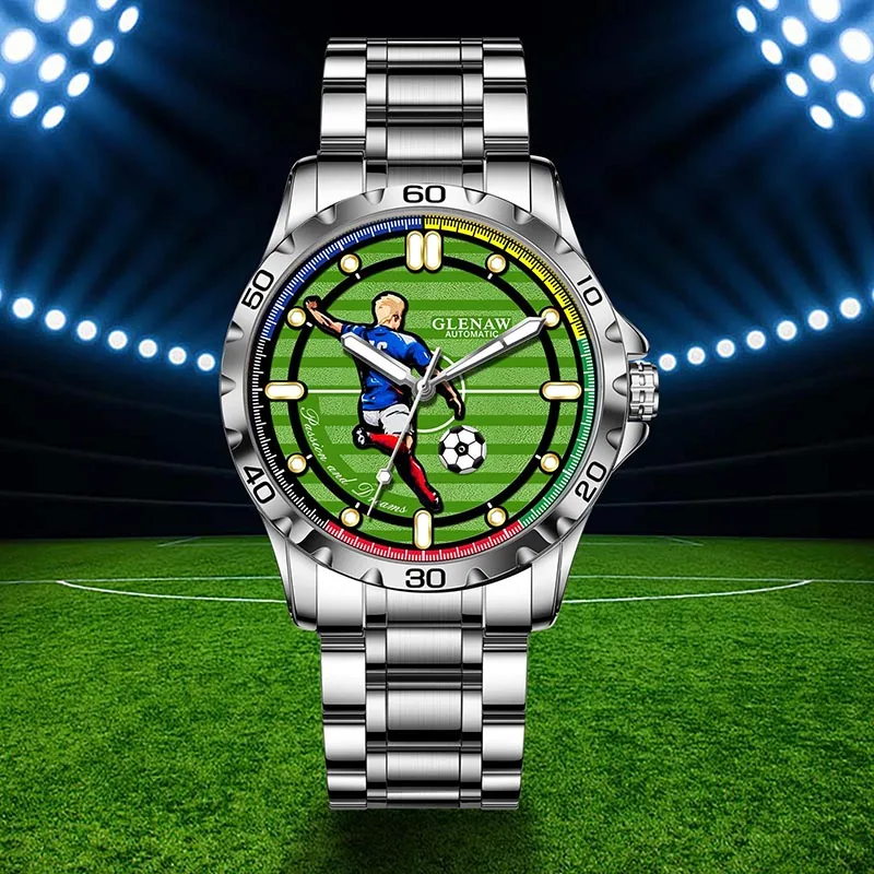 

GLENAW brand design football rotating authentic watch men's fully automatic mechanical watch fashion business watch waterproof m