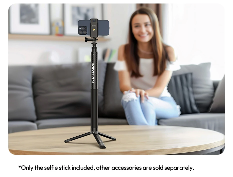 Ulanzi VL02 2,7 m Kohlefaser-Selfie-Stick, 8-teilig, mit 1/4 Zoll Halterung für Smartphone-Action-Kameras, Live-Streaming, Vlog-Aufnahmen – Detail 12