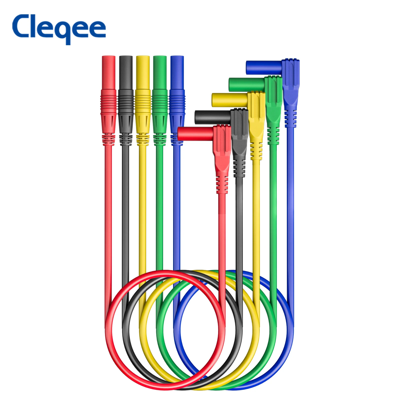 Cleqee P70031A Multimeter-Prüfleitungen 4mm Bananenstecker Stecker auf Stecker Gerade zu Winkelstecker Weiches Kabel