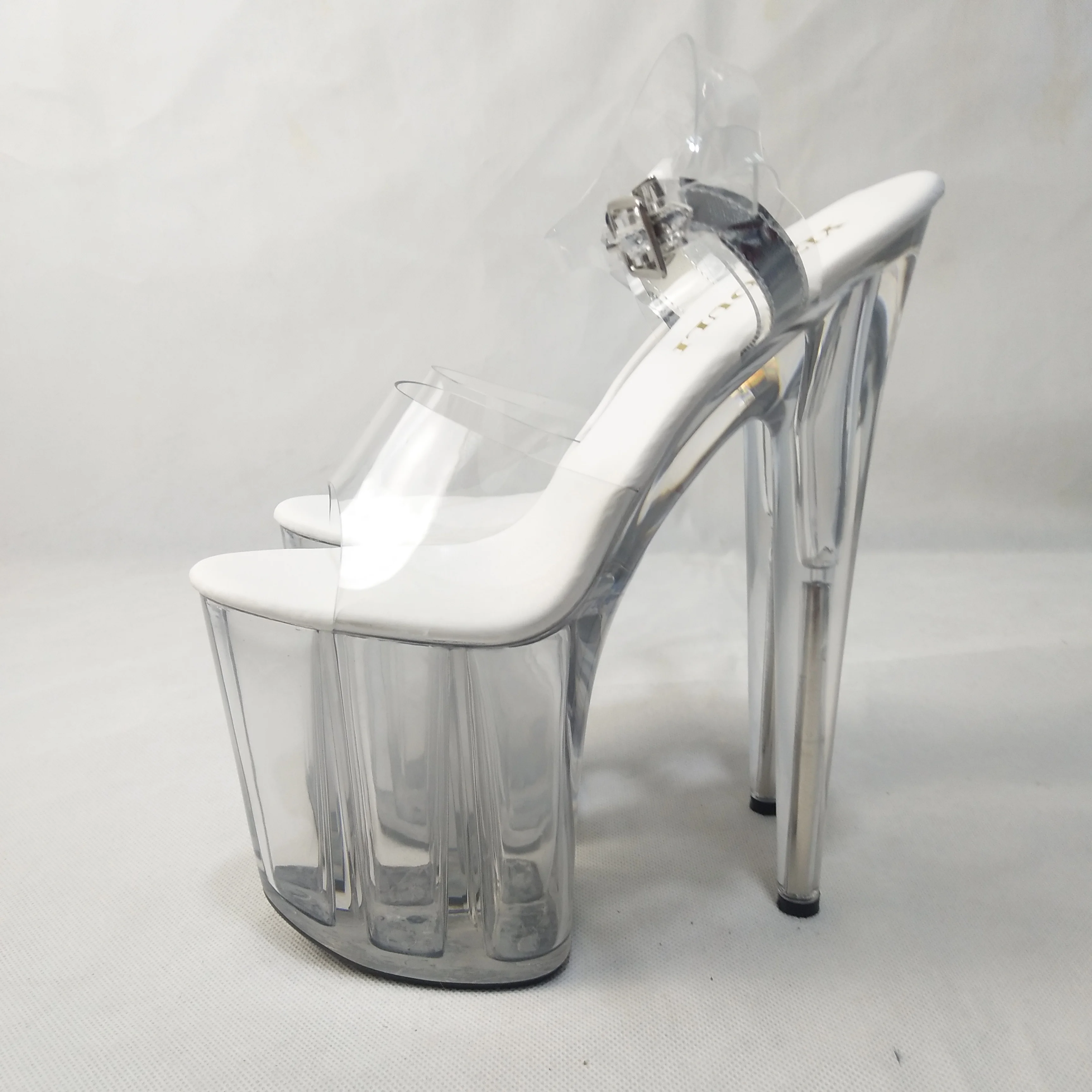 Chaussures de danse sur scène en cristal entièrement transparent, chaussures en ylène à talons hauts de 20 cm, spectacle, étoile, modèle, mariage, 8 po