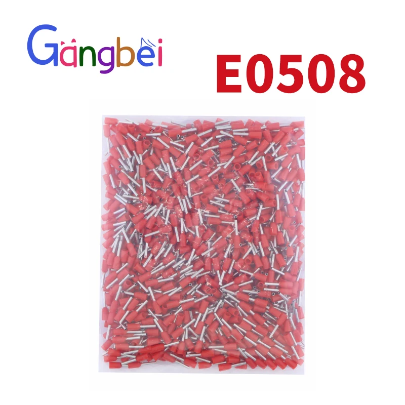 

Red E0508 22AWG 0.5mm Wire Copper Crimp Connector Insulated Cord Pin End Crimp Terminal