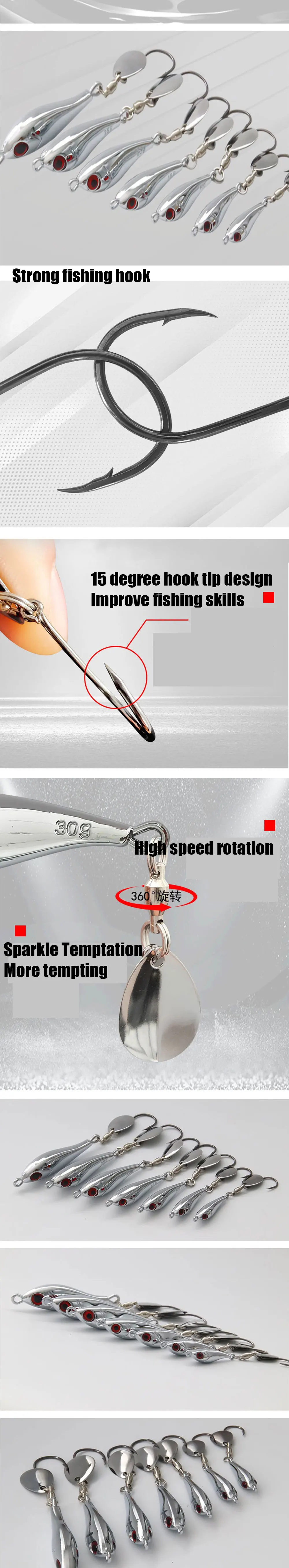 4 stücke 5g-30g Silber Metall Angeln Locken Metall Jigging Köder Meer Bass Makrele Snapper Cast angeln Köder Meer Angelgerät – Detail 2