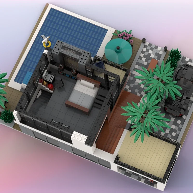 Urban Street View รุ่น Moc อาคารอิฐ Modern Custom House เทคโนโลยี Modular Blocks ของขวัญของเล่นคริสต์มาส DIY ชุดประกอบ