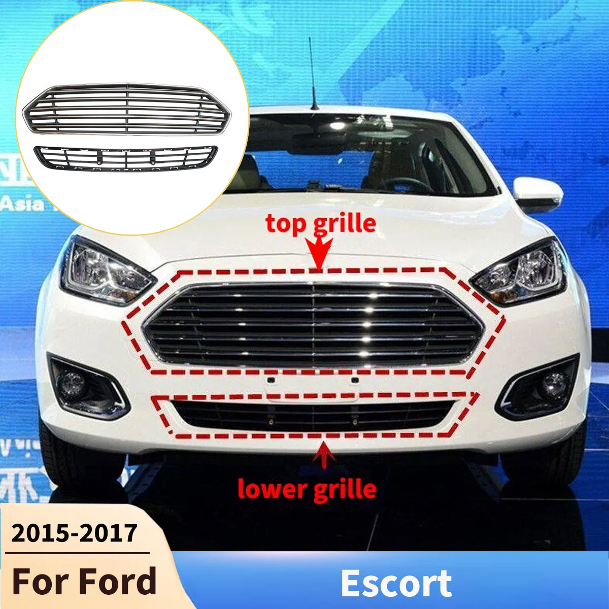 

Для Ford Escort 2015-2017: Передние решетки бампера, верхняя решетка капота, нижняя решетка радиатора, комплекты обвесов, гоночные решетки для автомобилей