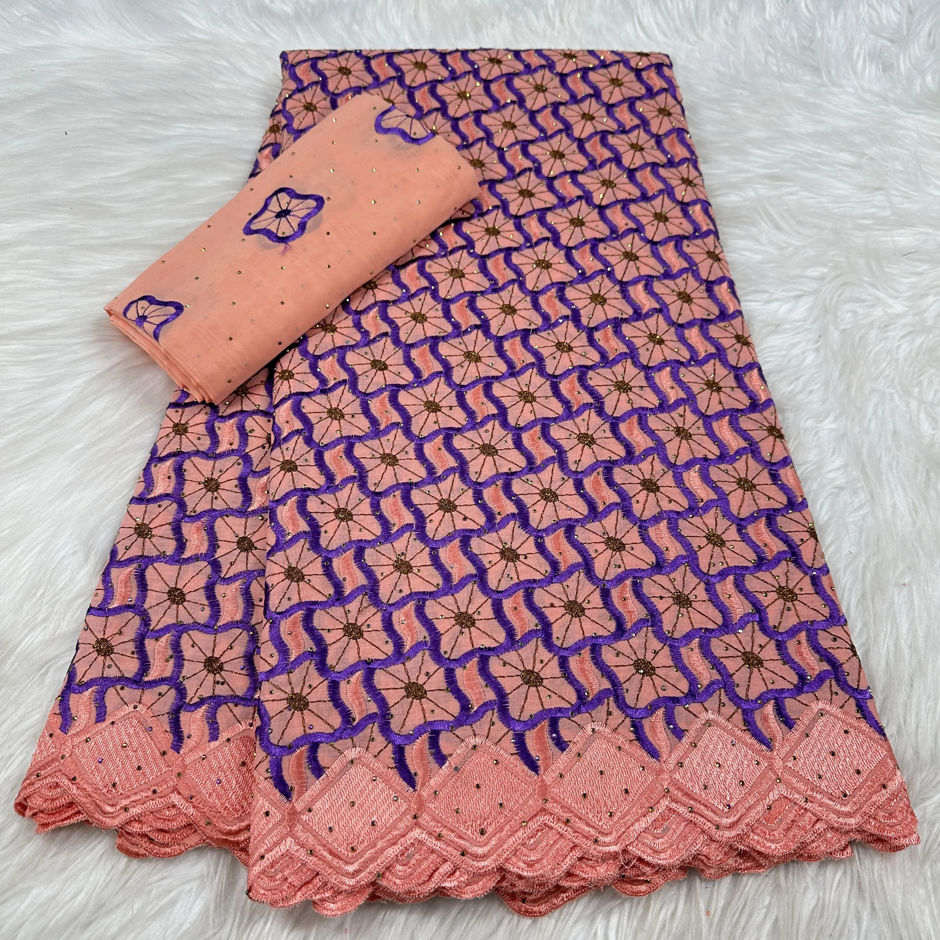 Nigerian Lace Fabrics 2025 High Quality Lace African Lace Fabric Cotton Lace Swiss Cord Lace Fabric For Party Dress Sewing -YC