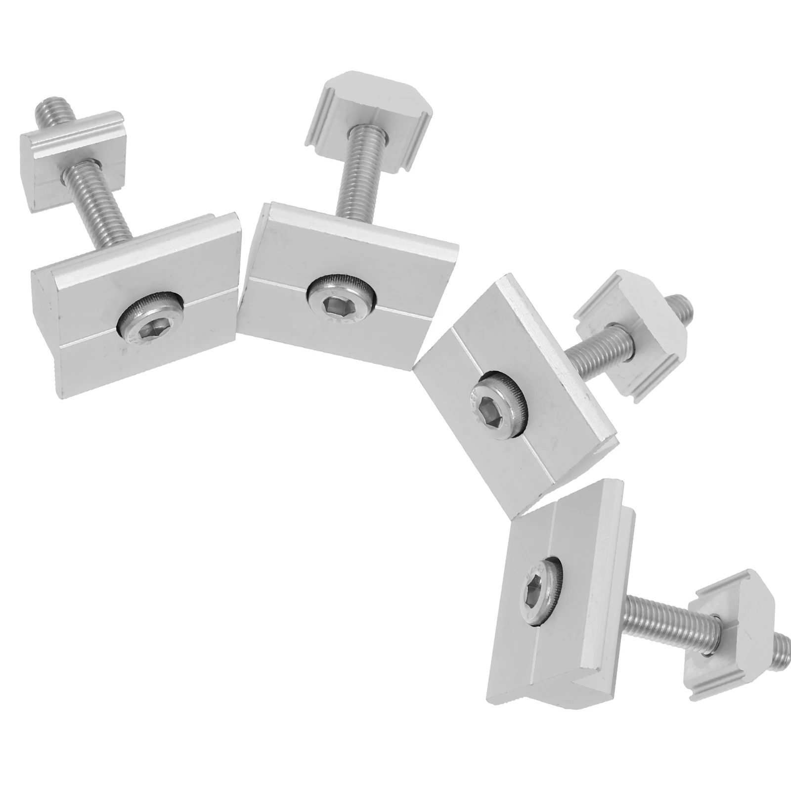 

4Pcs Aluminum Alloy Solar Panel Mid Clamps Hex Socket Head Cap Bolts Spring Washer Secure Mounting Hardware for Rooftop