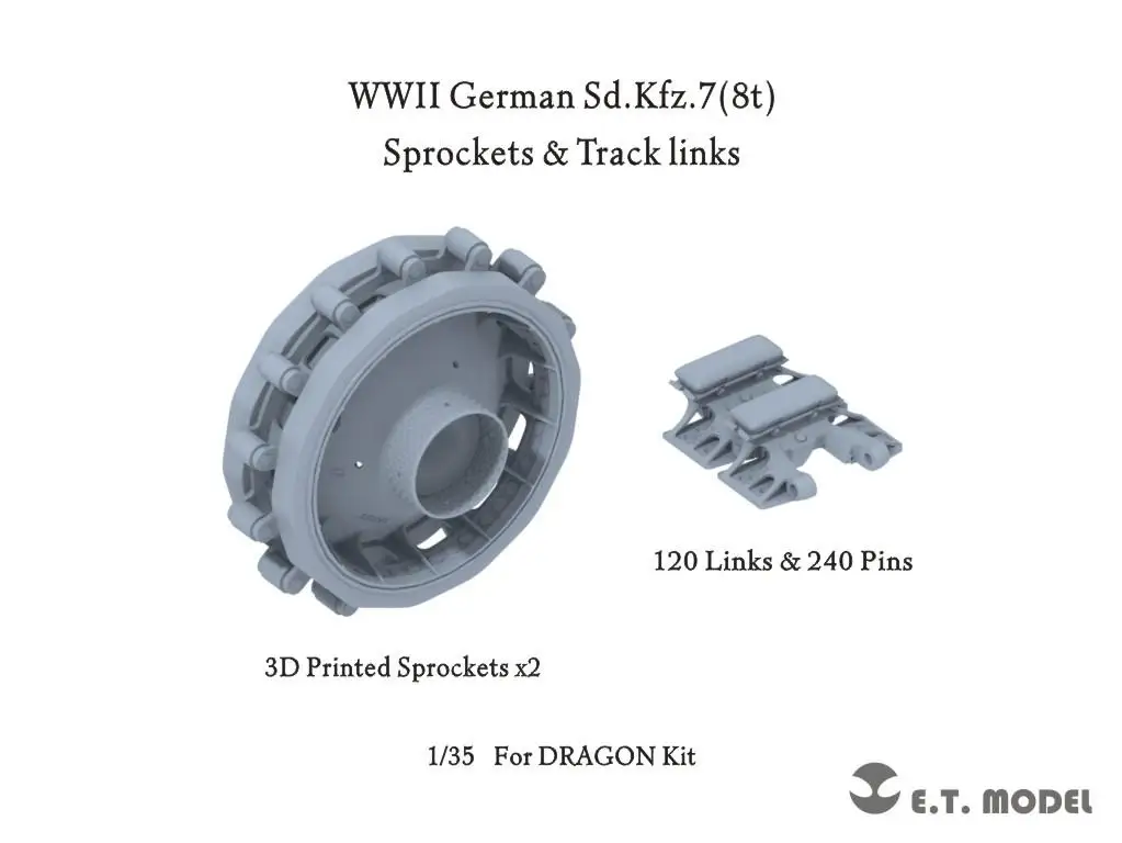 ET modelo P35-060 1/35 WWII alemán Sd.Kfz.7(8t) piñones y enlaces de pista