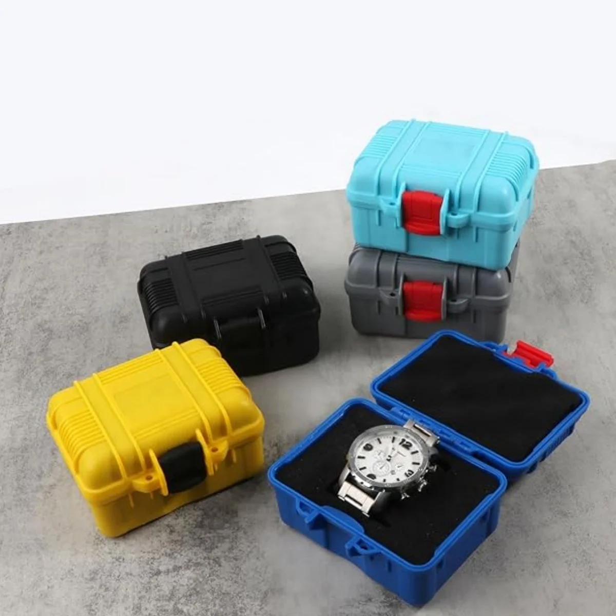 

125x112x70mm PP Toolbox Small Storage Case Small Parts Toolbox Portable Watch Protective Moisture-proof Box Tool With Cotton