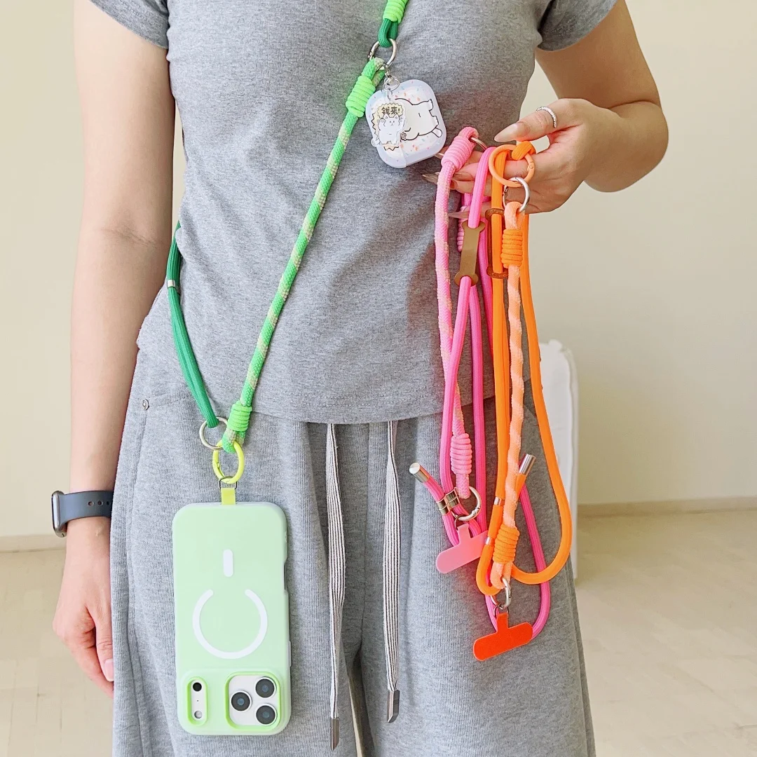 

Lanyard Long Cross-Body Straps Keychain Double Way Design Waves Rope for Mobile Phone Accessories