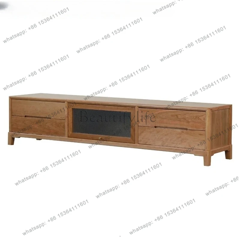 New Chinese Style Black Walnut Simple Solid Wood Coffee Table TV Cabinet  Small Apartment Living Room Multi-Functional