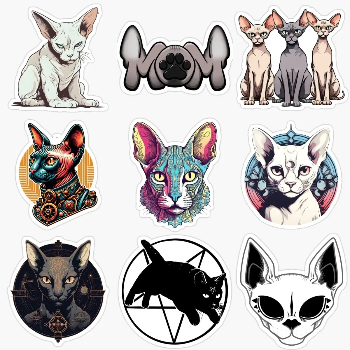 

Creative Canadian Hairless Cat Sphynx Cat Pets Waterproof Stickers for Decorate Car Helmet Window Fridge Wall Decal