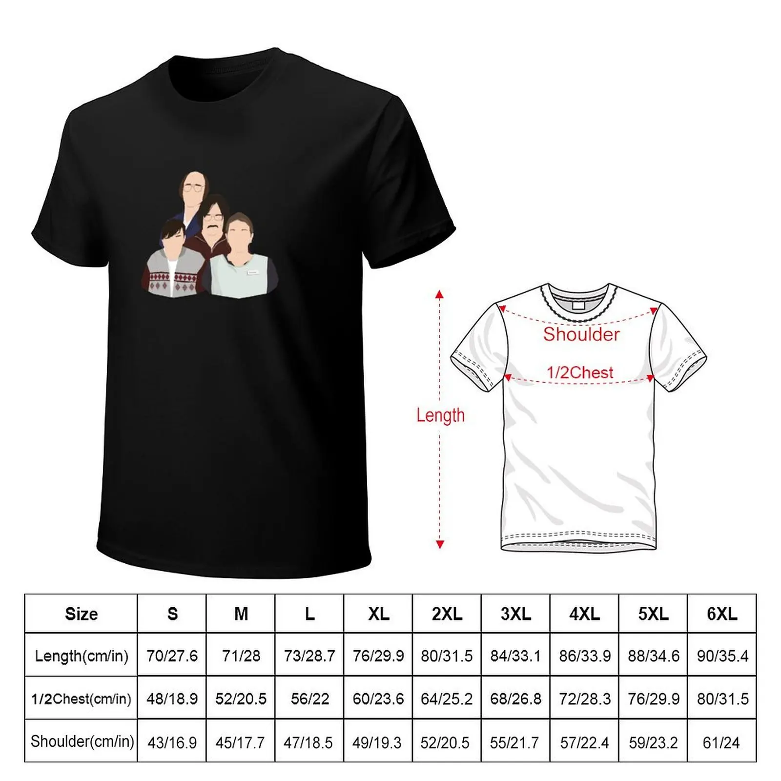 Derek' / 'Ricky Gervais' / 'Karl Pilkington' Vector Artwork T-Shirt Everyday Wear Basic Short Sleeve Top