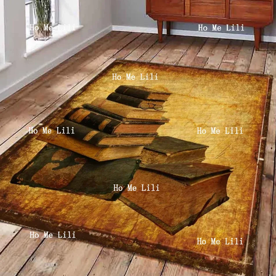 Old Book Book Area Rug Decorative Floor Rectangle Moder Carpet For Living Room Home Decorative