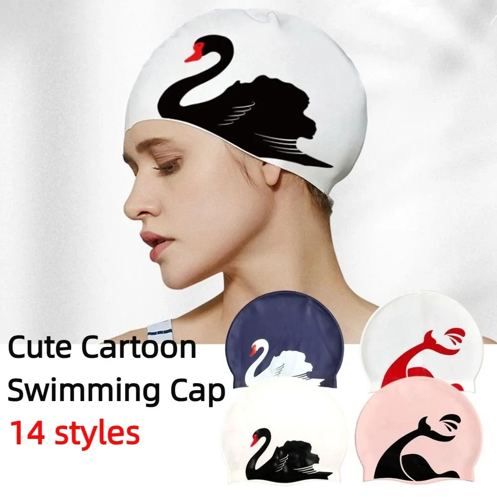 

Шапочка для плавания больших размеров с принтом, нескользящая, силиконовая, водонепроницаемая, для дайвинга, профессиональная