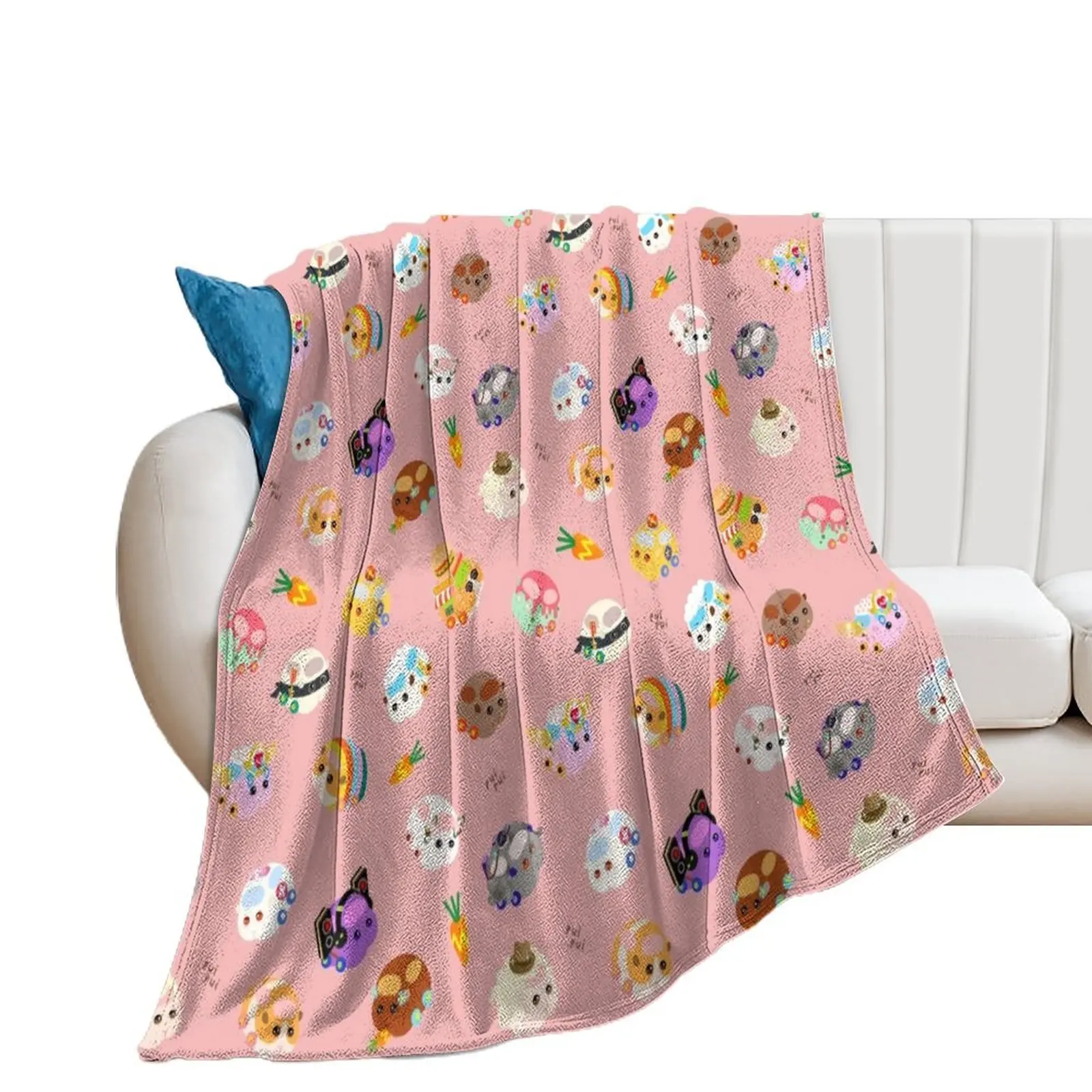 Pui Pui Molcar Assorted Characters Toss Design - Pink Throw Blanket Luxury Throw christmas decoration Flannel Blankets