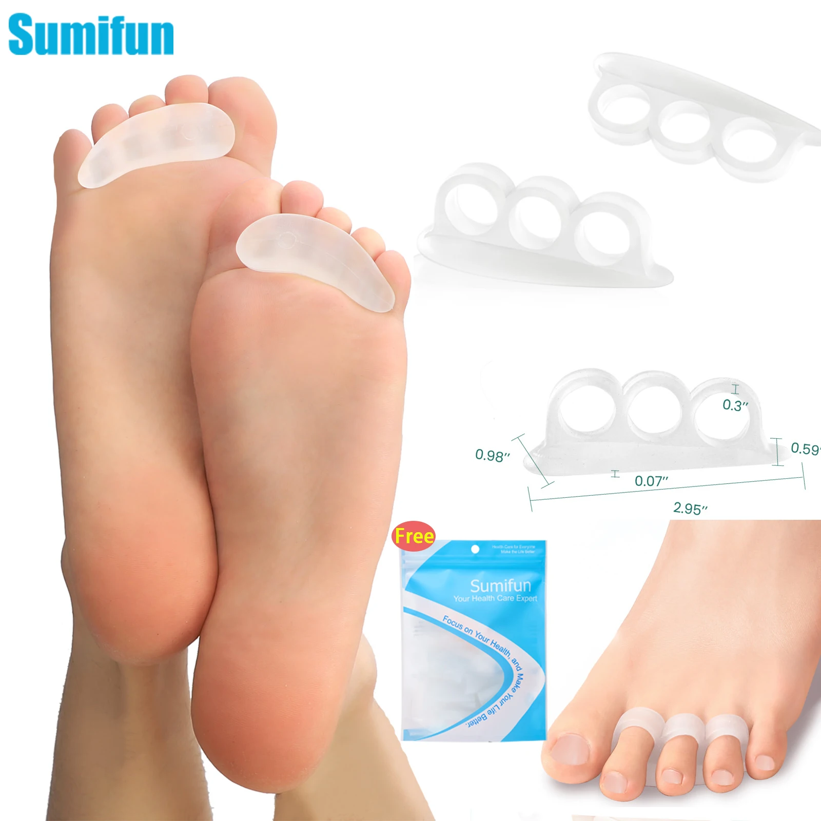 

1/2/3Pair Silicone Gel Hammer Toe Straightener Corrector for Curled Toes Feet Foot Care Pain Relief Toe Separator Adjuster Tool