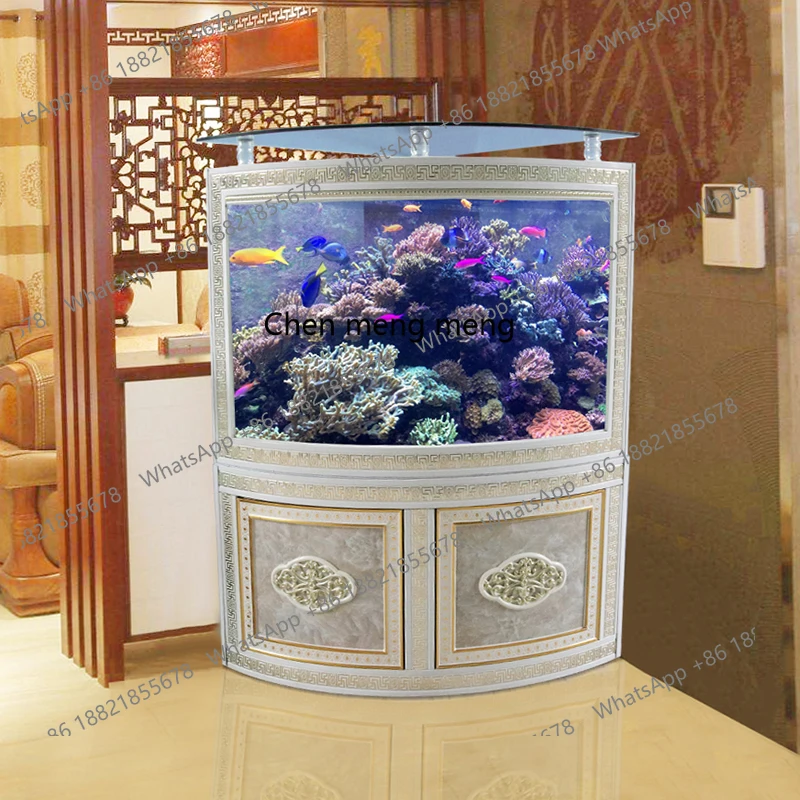 

European fan-shaped triangular fish tank, corner glass bar, aquarium ecological filtration, no water change