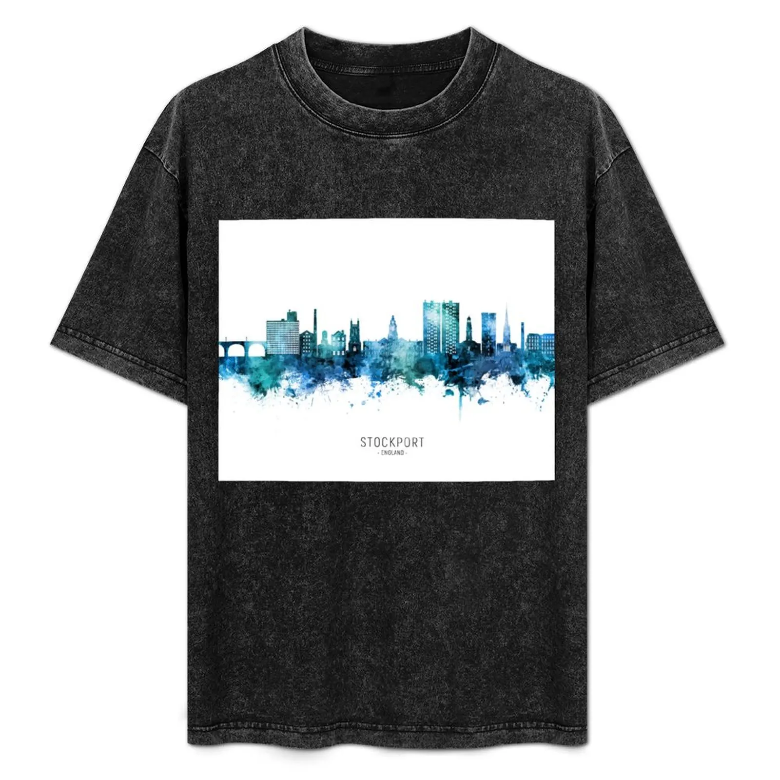 

Stockport England Skyline T-Shirt graphic t shirt vintage blue lock plain t shirts men