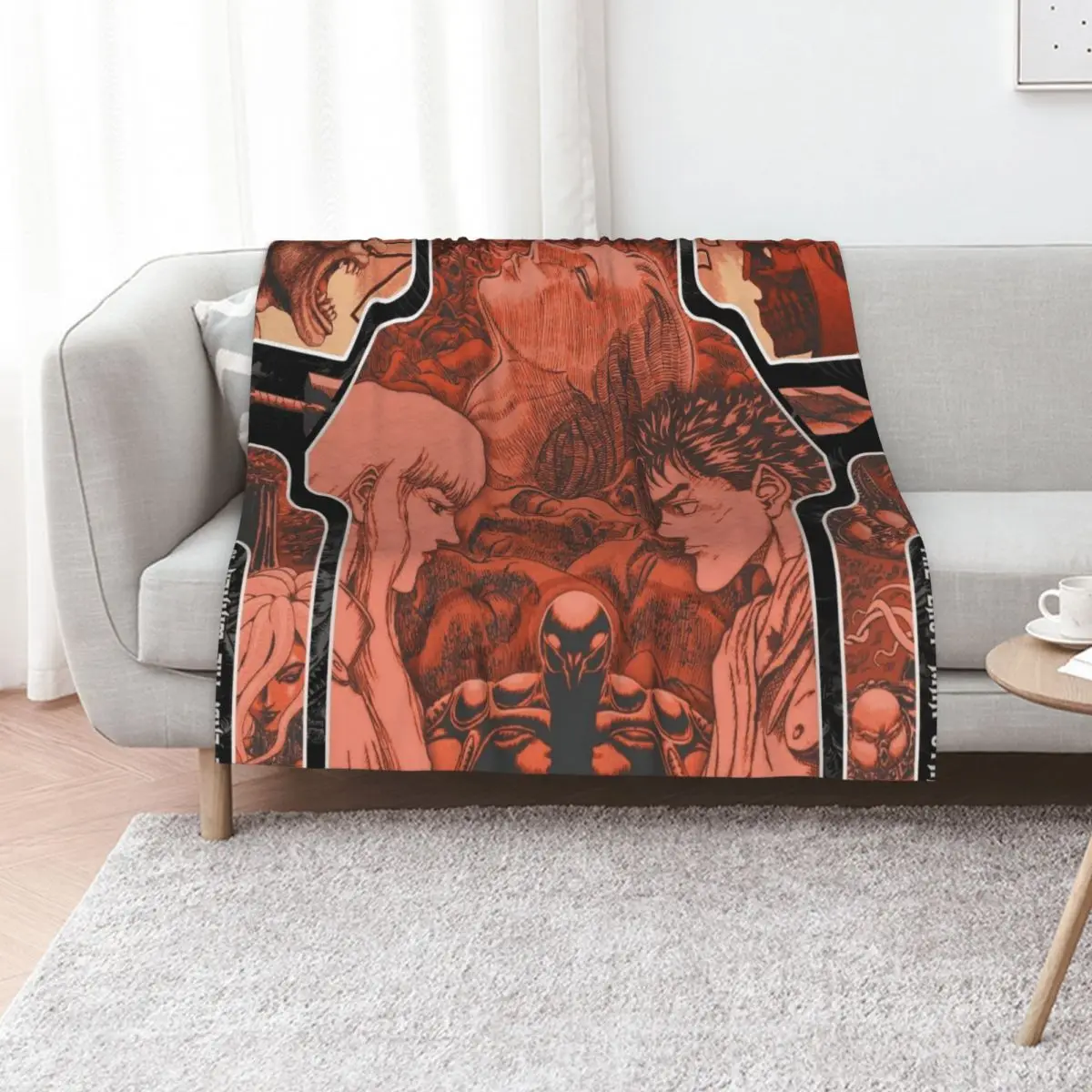 Anime about Man with a Big Sword and Man in the Form of a Hawk with Egg of the King Throw Blanket Luxury Thicken Custom Blankets