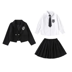 Children JK Suit Girls College Style Fashion Japanese School Uniform JK Suit Sailor Girl Blazer Clothes Set Jacket Skirt Blouse