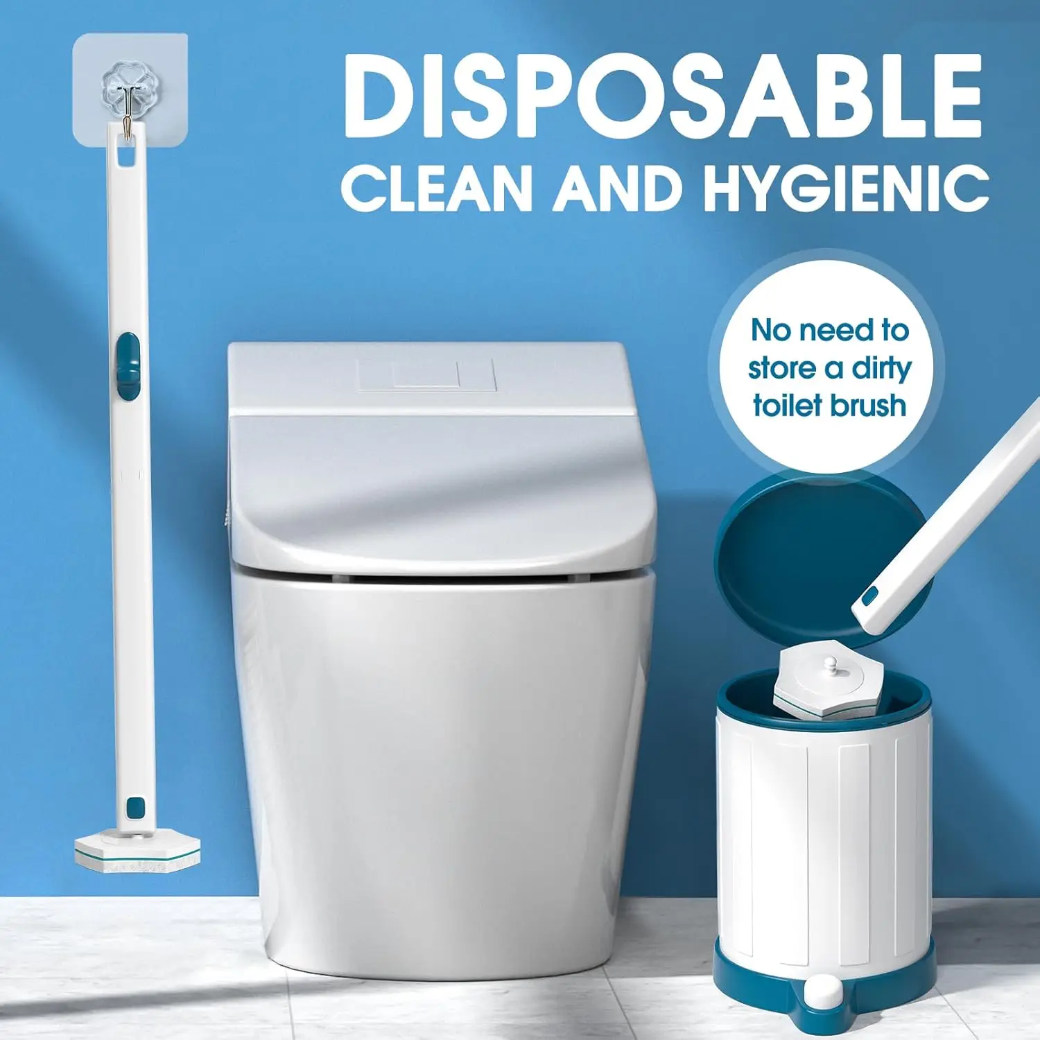 Disposable Toilet Brush Refills 32 Count - Deep Cleaning Pads with Sponge Head for Toilet Bowl view 6