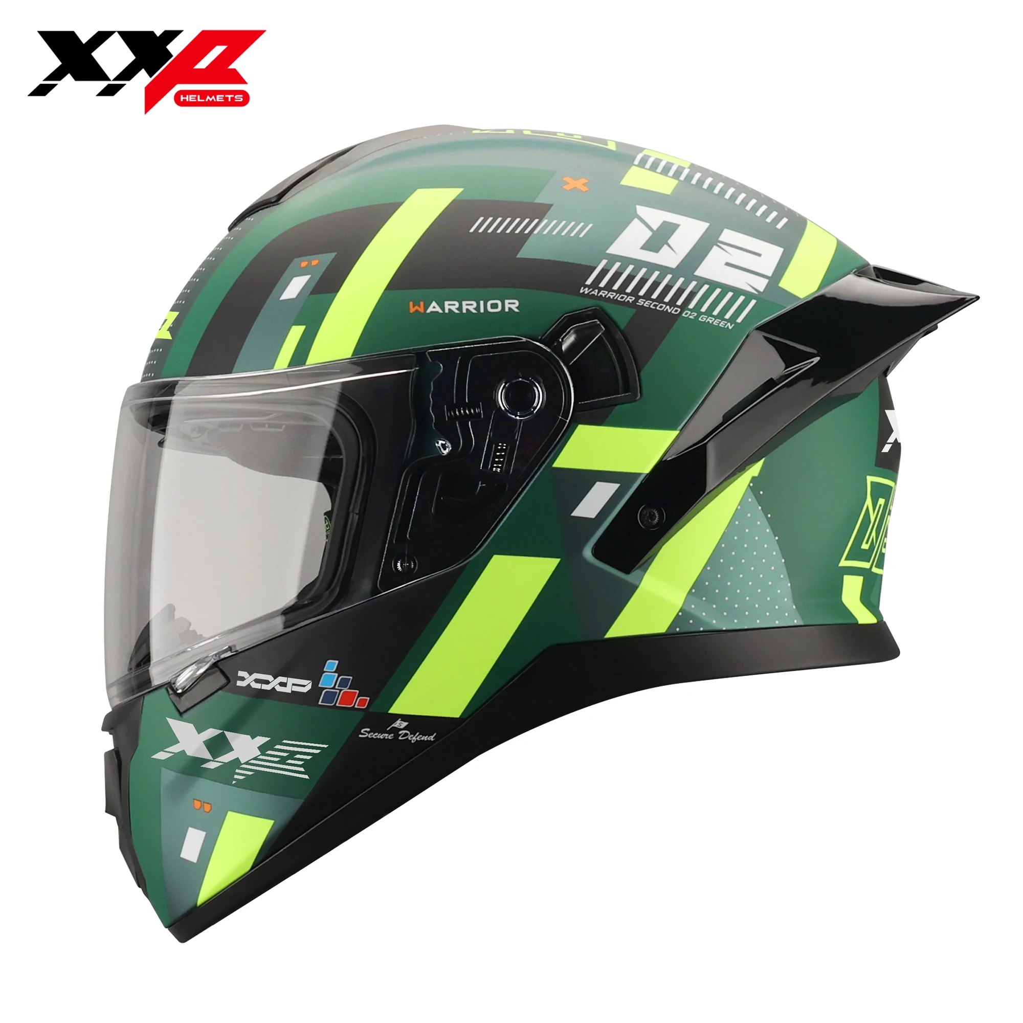 New Warrior Motocross Helmets Xxp Matt Green Full Face Big Spoiler Racing Dot Certified Double Visors Quick Release S-Xxl Size