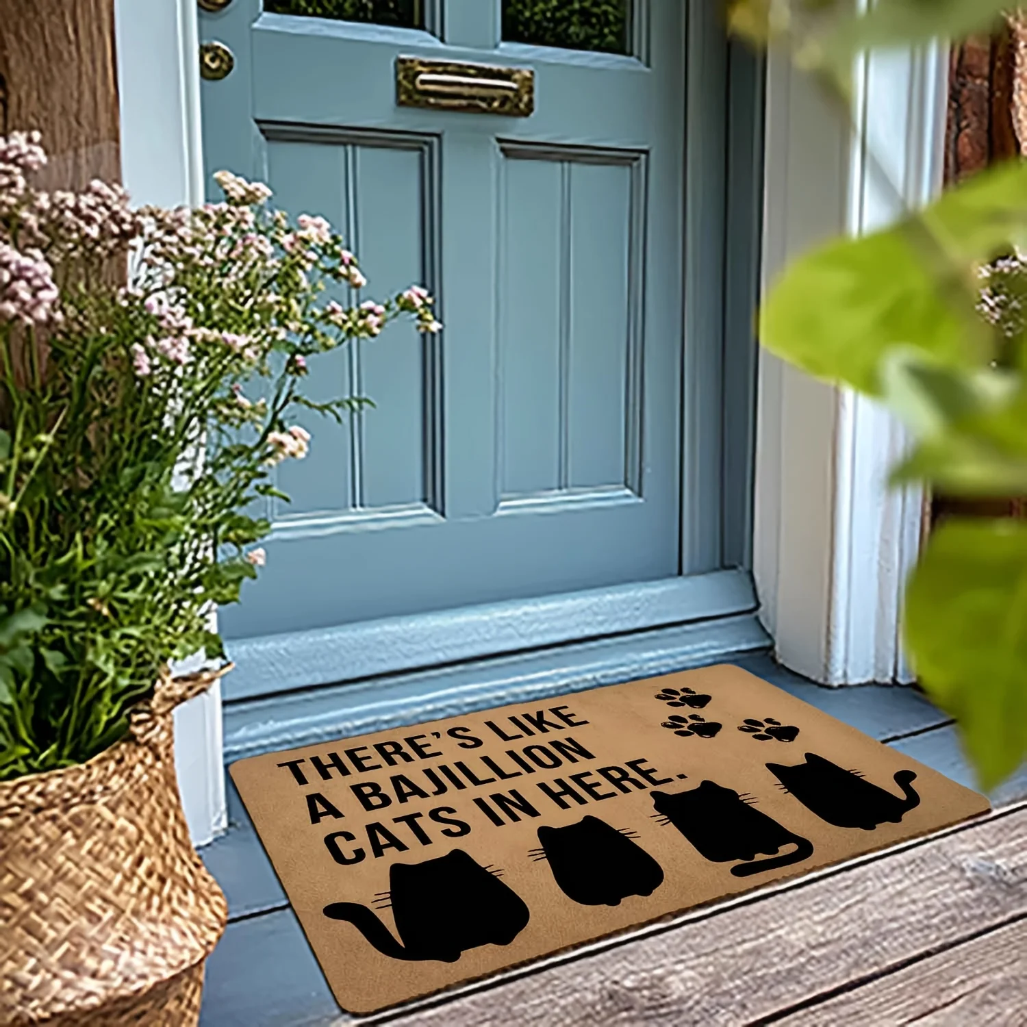 VIKAMA Funny Cat Paw Print Doormat Absorbent Non Slip Pet Entry Rug Bathroom Carpet Home Decor
