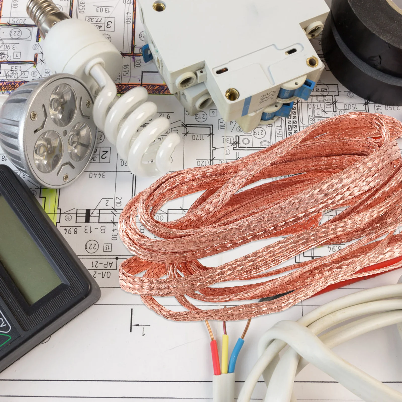 

Copper Braided Cable 10Mm Wide Flat Tinned Wire For Grounding Lead High Flexibility Electromagnetic Shielding Connector