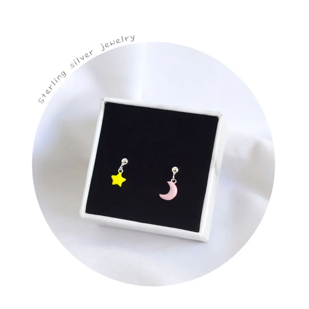 

Candy Colored Earrings Star Studs Moon Asymmetrical Lightweight Rust Resistant Safe Sensitive Ears Perfect Gift Christmas